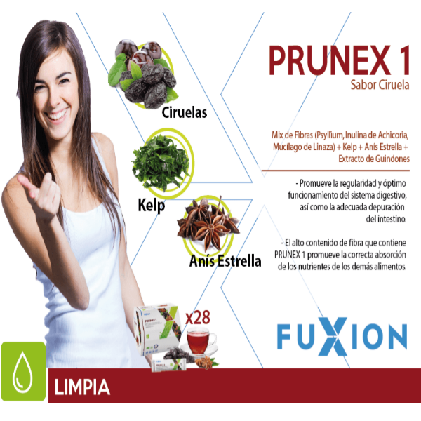 Prunex 1 (Té/Alimento En Polvo) Limpiador Intestinal Sachet 5Gr Fuxion - Imagen 3