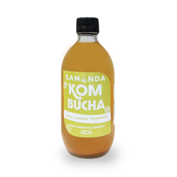 Sananda Kombucha Bebida Orgánica Limón/Jengibre/Hierbabuena 485Ml.
