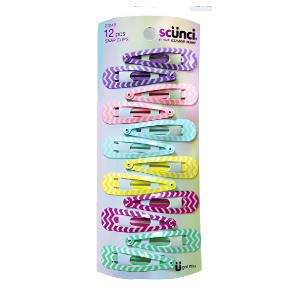 Scunci Set.12 Piezas Clips A Presión Impresos 2Cm