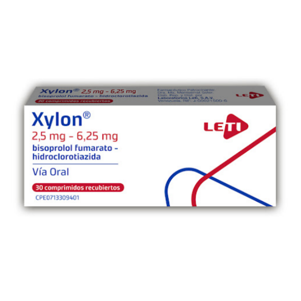 Xylon Bisoprolol+Hidroclorotiazida 2.5Mg/6.25Mg X 30 Comprimidos Leti