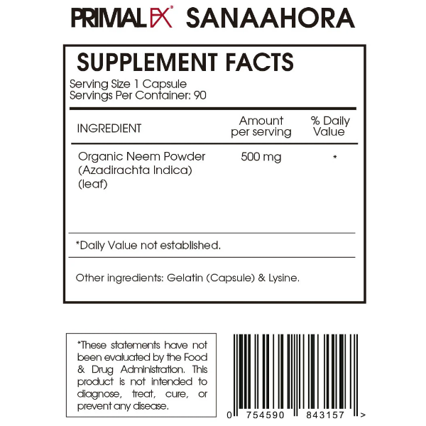 Azadirachta + Neem X 90 Cápsulas Primal Fx - Imagen 2
