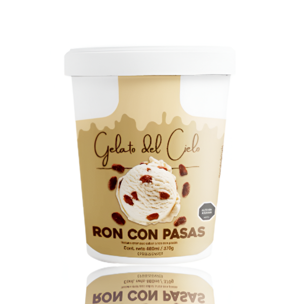 Gelato Del Cielo Helado Ron Con Pasas 480 Ml