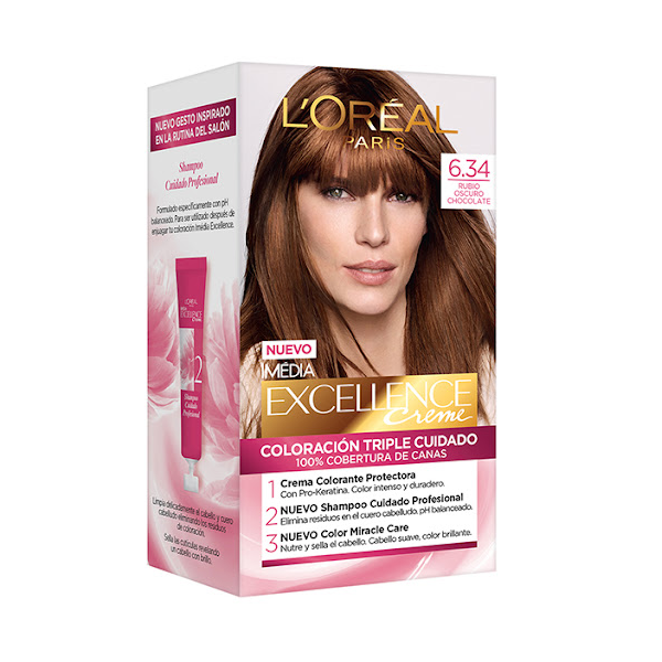 Loreal Excellence Creme Kit Tinte 6.34 Rubio Oscuro Chocolate