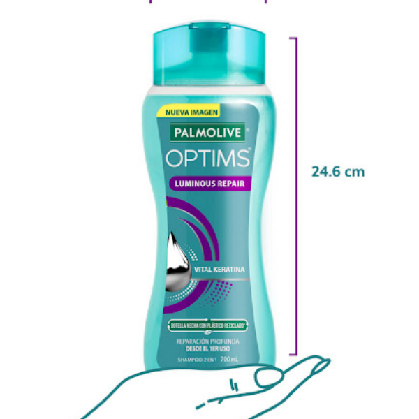 Palmolive Optims Champu Acondicionador Vital Keratina Luminous Repair 700Ml - Imagen 4