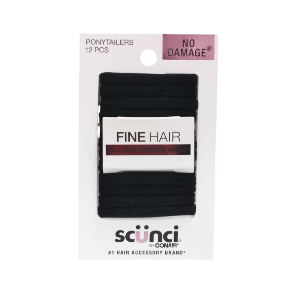 Scunci Cola De Cabello Negra 12 Piezas