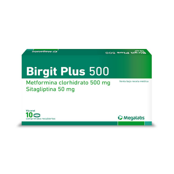 Birgit Plus Metformina+Sitagliptina 50Mg/500Mg X 10 Comprimidos Megalabs
