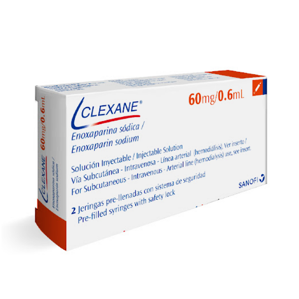 Clexane Enoxaparina Sódica Solución Inyectable 60Mg/0.6Ml X 2 Jeringas (Prellenada) Sanofi