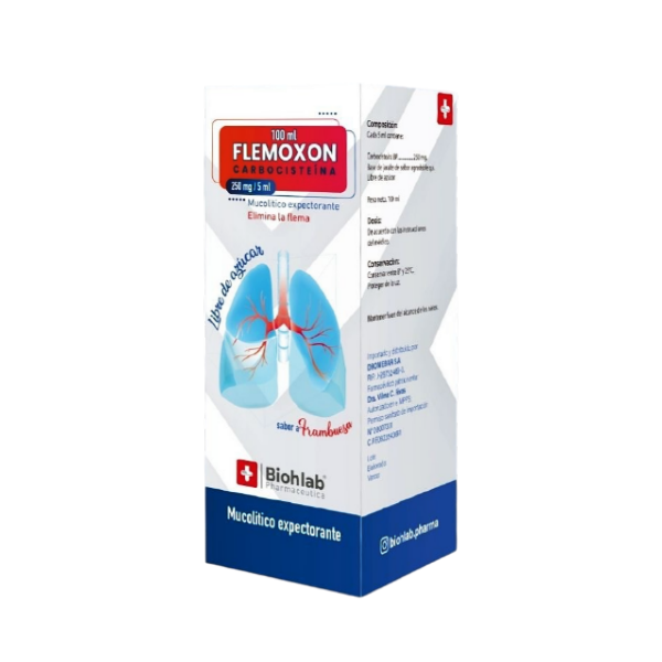 Flemoxon Carbocisteína Jarabe Adulto 250Mg/5Ml Sin Azúcar X 100Ml Biohlab