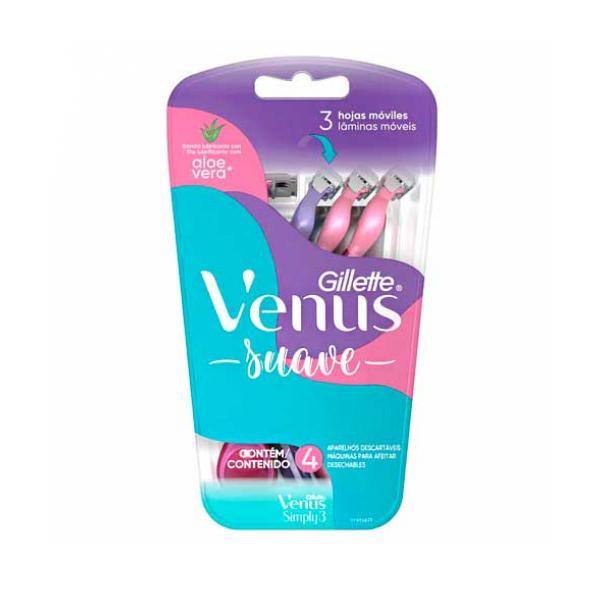 Gillette Venus Afeitadora 3Hojas Aloe Vera X 4 Unidades