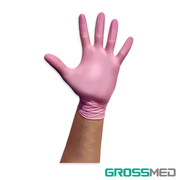 Guantes De Nitrilo Talla M Rosado Sin Polvo X 100 Unidades Grossmed - Imagen 2