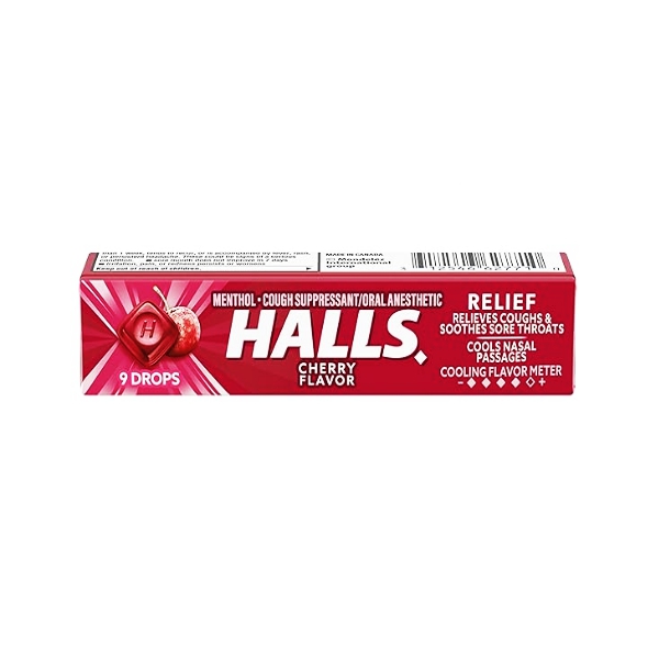 Halls Caramelos Cherry Flavor Relief X 9 Drops