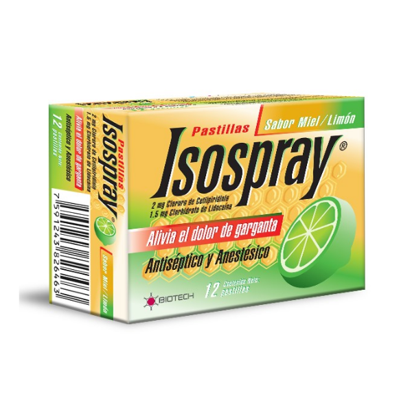 Isospray Miel Limón  X 12 Tabletas Biotech