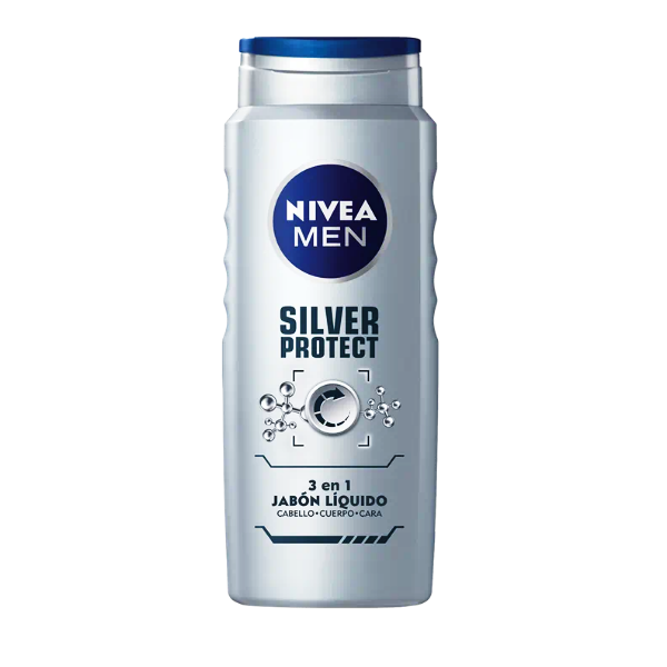 Nivea Jabón Líquido Para Hombres Silver Protect 3 En 1 500Ml
