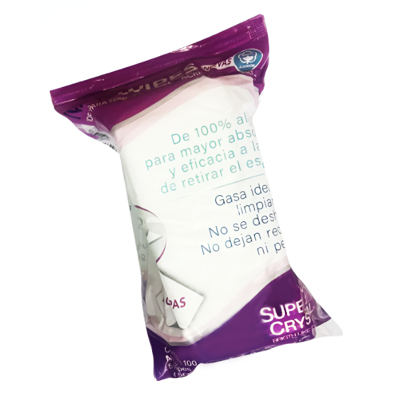 Super Crystal Nail Wipes de Gasa 100 Unidades