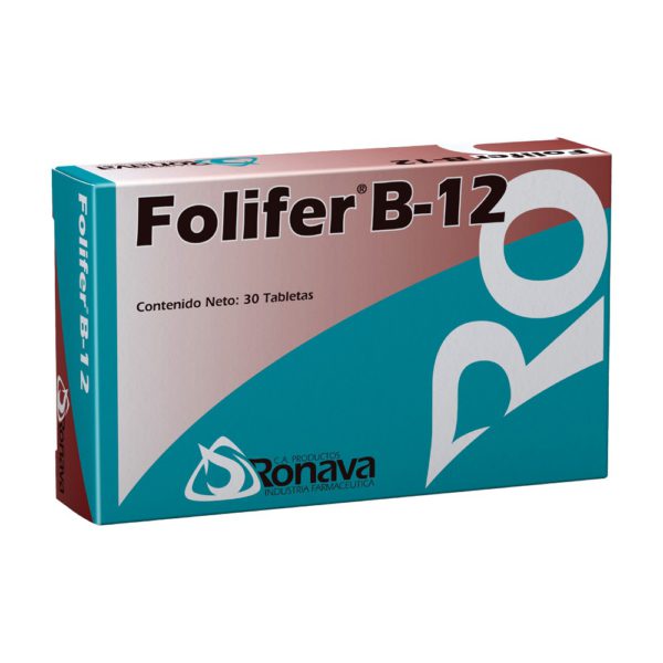 Folifer B-12 Ácido Fólico+Hierro+Vitamina B12 x 30 Tabletas - Ronava