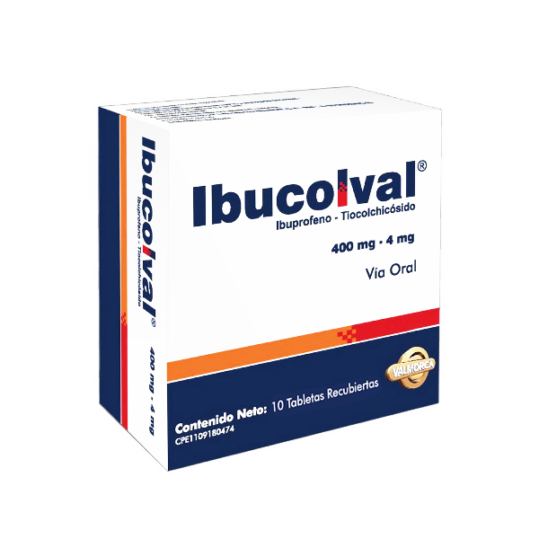 Ibucolval Ibuprofeno + Tiocolchicosido 400Mg/4Mg X 10 Tabletas Valmorca