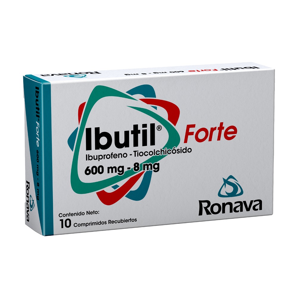 Ibutil Forte Ibuprofeno+Tiocolchicosido 600Mg/8Mg X 10 Tabletas Recubiertas Ronava