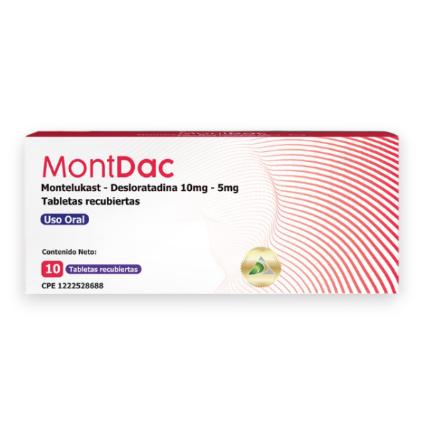 Montdac Desloratadina+Montelukast 10Mg/5Mg X 10 Tabletas Dac55