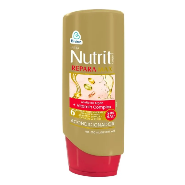 Nutrirepara Max Acondicionador Argan Sin Sal 550Ml
