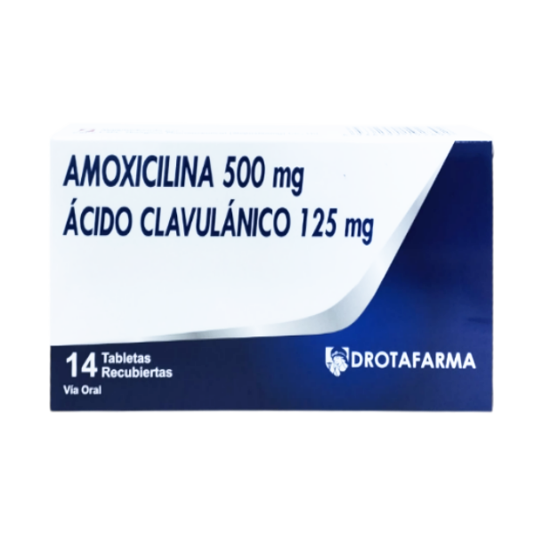 Amoxicilina + Acido Clavulanico 500Mg-125Mg X 14 Tabletas Drotafarma