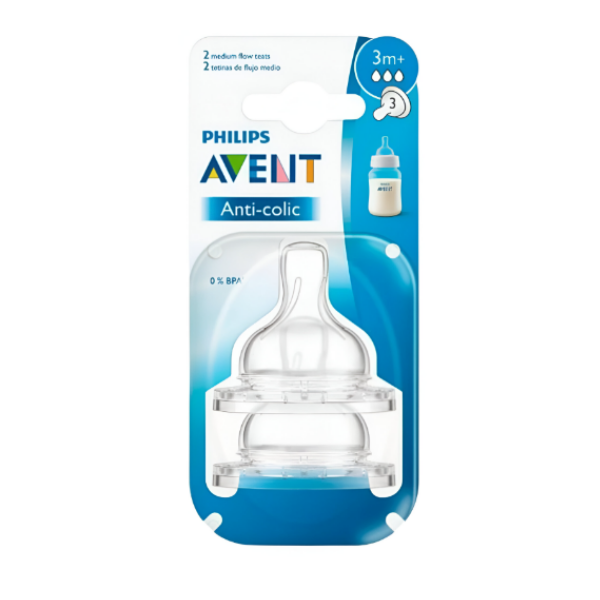 Avent Tetina Classic Flujo Medio 3M+ X 2  Unidades