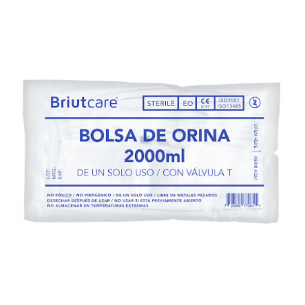 Bolsa Recolectora De Orina 2000Ml con Valvula T Briutcare