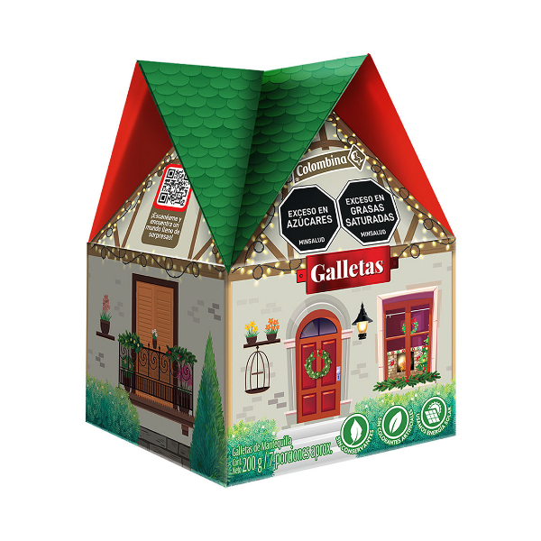 Colombina Galletas Mantequilla Casita Navidad  200Gr