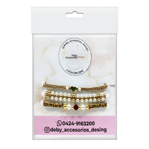 Deby Accesorios Set De Pulsera Dije Piedra Dad/Psh