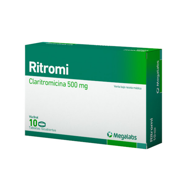 Ritromi Claritromicina 500Mg X 10 Tabletas Megalabs