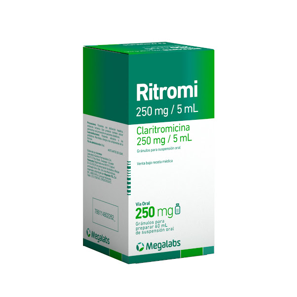 Ritromi Claritromicina Suspensión Oral 250Mg/5Ml X 60Ml Megalabs