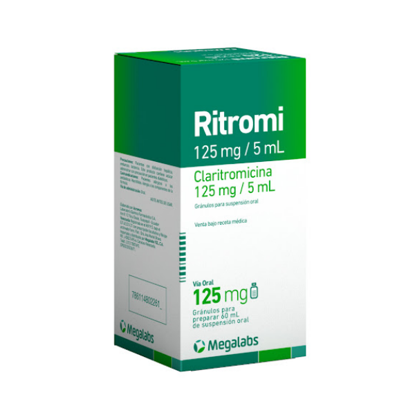 Ritromi Claritromicina Suspensión Oral 125Mg/5Ml X 60Ml Megalabs