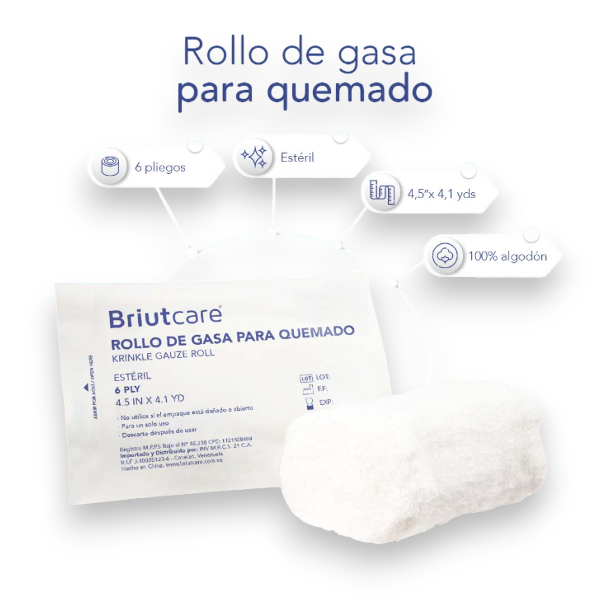 Rollo De Gasa Para Quemado Esteril (4.5X4.1) Briutcare