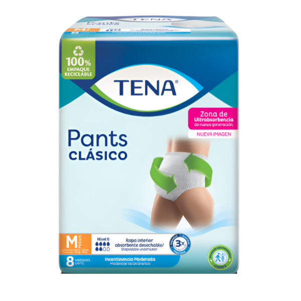 Tena Pañal Pants Clasico Adulto Talla M X 8 Unidades.
