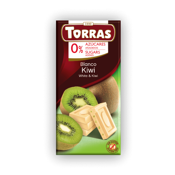 Torras Chocolate Blanco Kiwi Sin Azúcar 75Gr