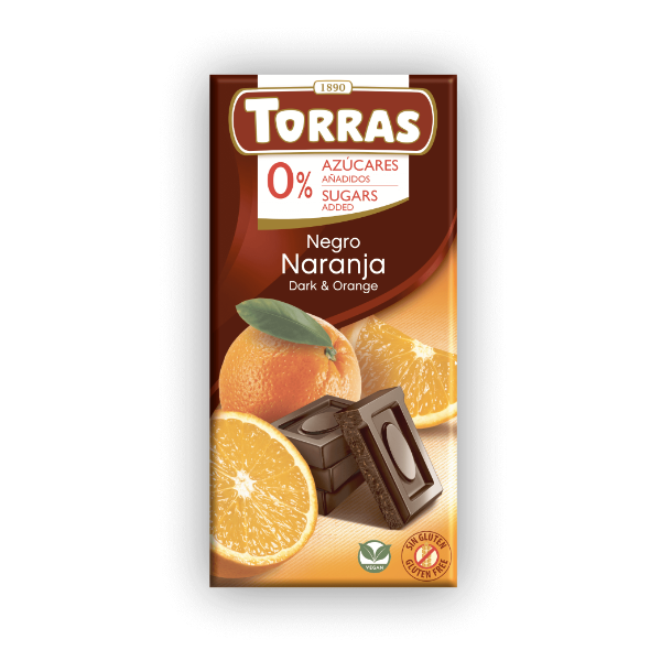 Torras Chocolate Negro Naranja Sin Azúcar 75Gr