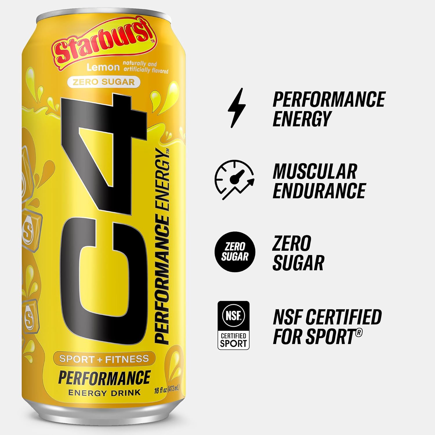 C4 Performance Energy Drink Starburst Lemon Sin Azúcar 473Ml - Imagen 2