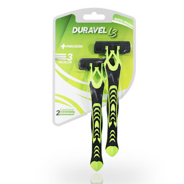 Duravel Afeitadora L3  3 Hojillas X 2 Unidades