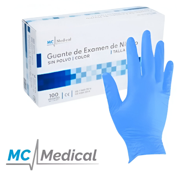 Guantes De Nitrilo Talla M Azul Sin Polvo X 100 Unidades Mc Medical