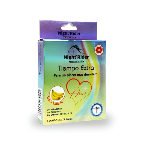 Night Rider Preservativos Tiempo Extra Banana X 3 Unidades