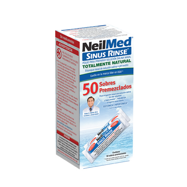 Sinus Rinse Natural Solución Salina Nasal Kit X 50 Sobres Neilmed