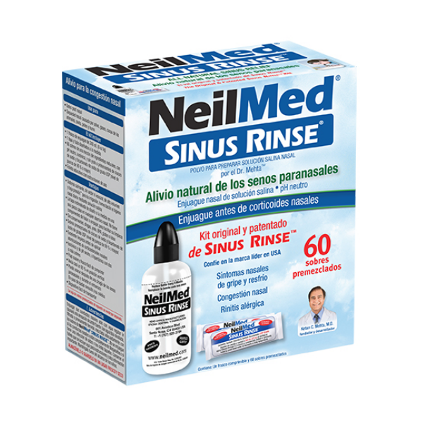 Sinus Rinse Natural Solución Salina Nasal Kit X 60 Sobres Neilmed