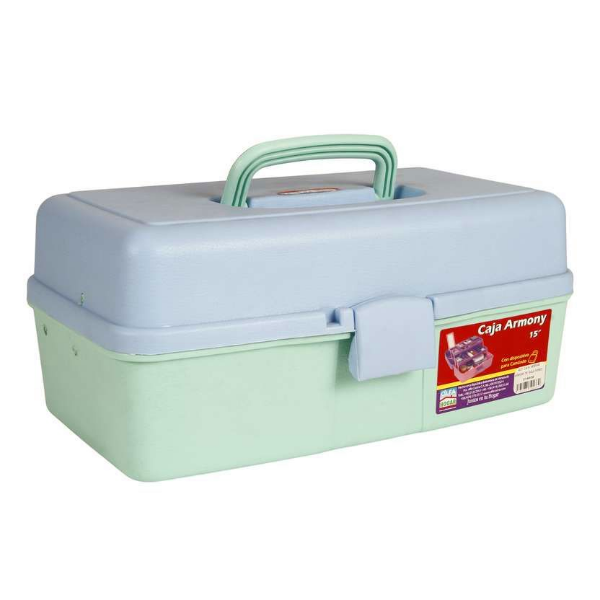 Alfa Caja de Herramienta Armony15 Doble Gaveta Plegable Azul Verde 2145