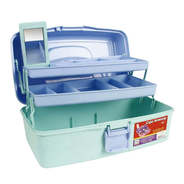 Alfa Caja de Herramienta Armony15 Doble Gaveta Plegable Azul Verde 2145 - Imagen 2