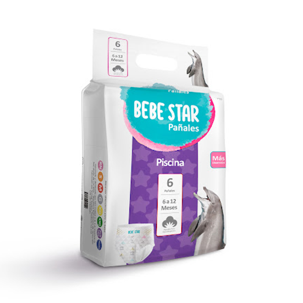Bebe Star Pañal Piscina 6 A 12M X 6 Unidades