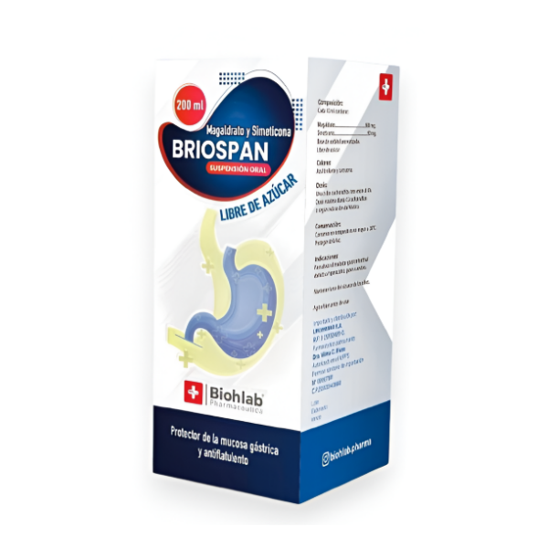 Briospan Magaldrato + Simeticona Jarabe Adulto 800Mg/60Mg Sin Azúcar X 200Ml