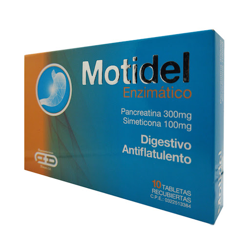 Motidel Simeticona + Pancreatina 300Mg/100Mg X 10 Tabletas Fardel - Imagen 4