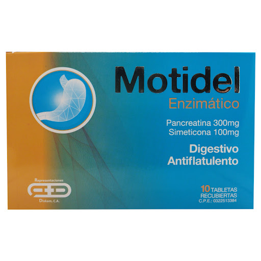Motidel Simeticona + Pancreatina 300Mg/100Mg X 10 Tabletas Fardel - Imagen 2