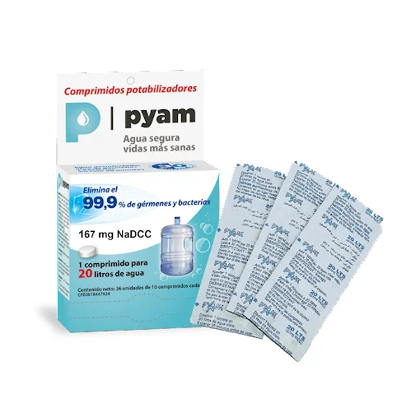 Pyam Pastillas Potabilizadoras De Agua 20Lt X 10 Tabletas De Dispensador