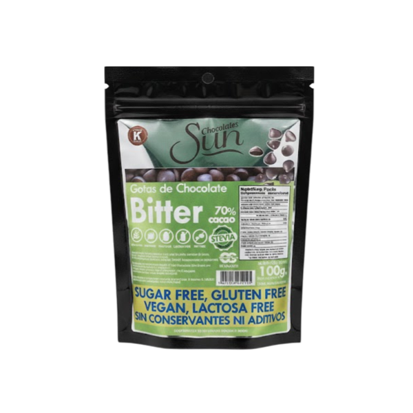 Sun Gotas Chocolate Bitter 70% Con Stevia Sin Gluten 100Gr