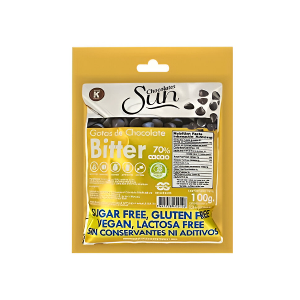 Sun Gotas Chocolate Bitter 70% Con Monkfruit Sin Gluten 100Gr